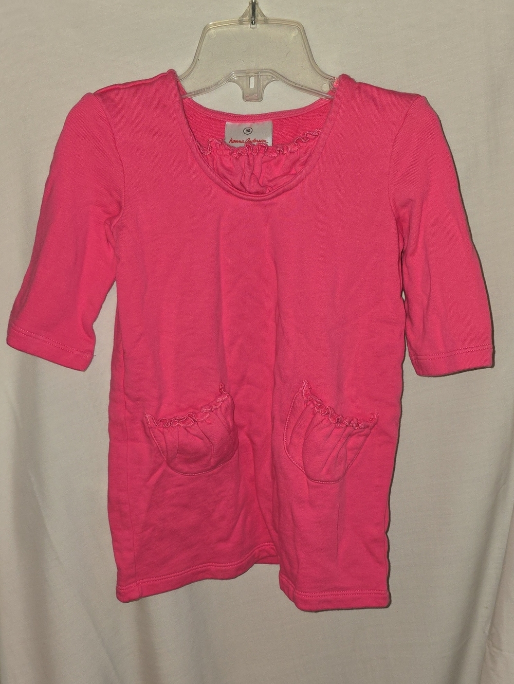 Hanna Andersson Bright Pink Ruffle Pocket Knit Sweat Dress